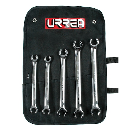 Urrea Full polished flare nut wrenches (Set of 5 pieces), metric. 3700M